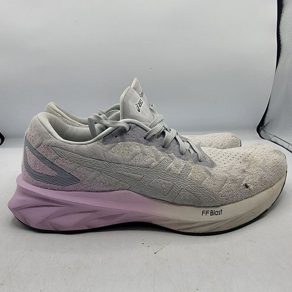 Asics Dynablast Women 8.5 Gray Purple Running Shoes Lace Up Low Top 1012A701 - Picture 7 of 13